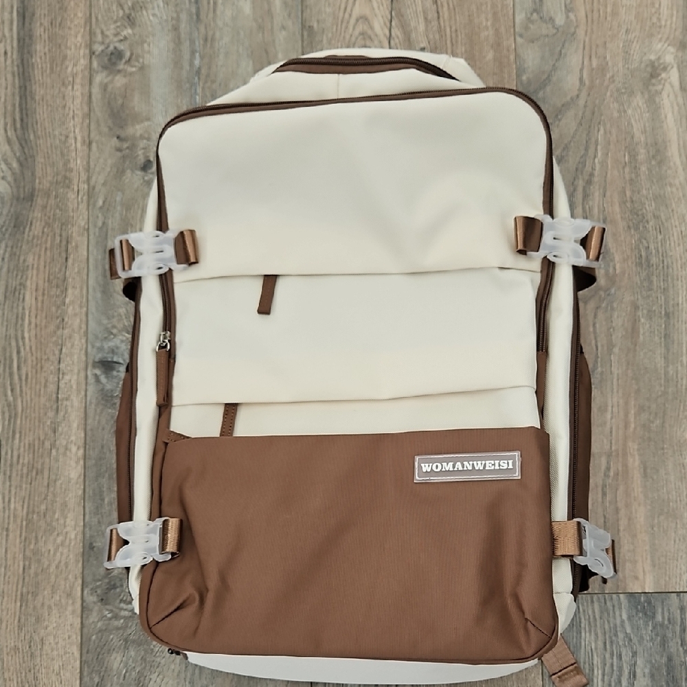 Cream and Brown Backpack